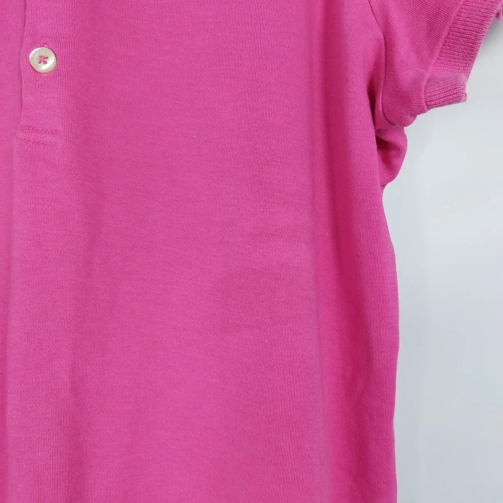 Polo Ralph Lauren Shirt Dress Girls Medium short Sleeve Hot Pink Green Pony READ